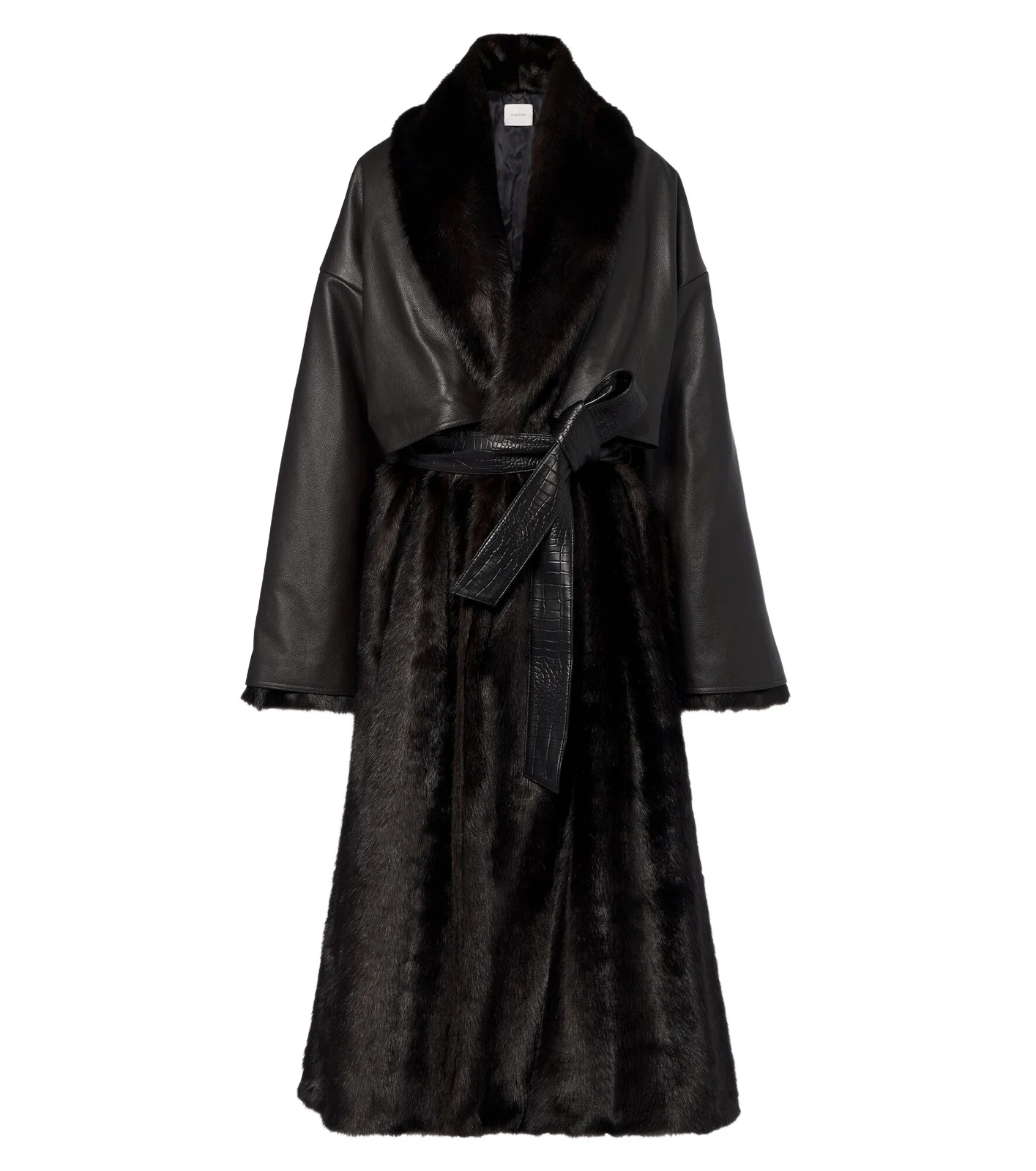 Magda Butrym Belted leather-trimmed coat