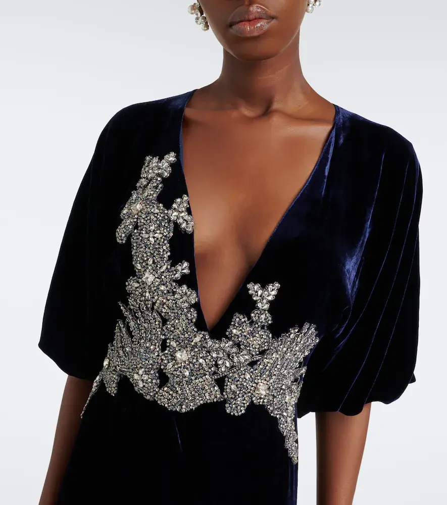 Costarellos Crystal-embellished velvet gown | Thumbnail 5