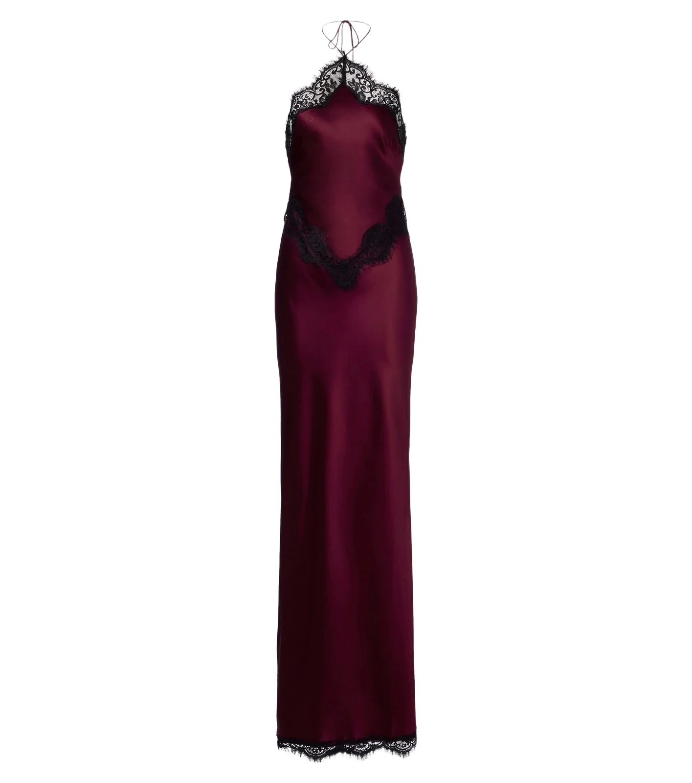 Retrofête Everly lace-trimmed satin maxi dress