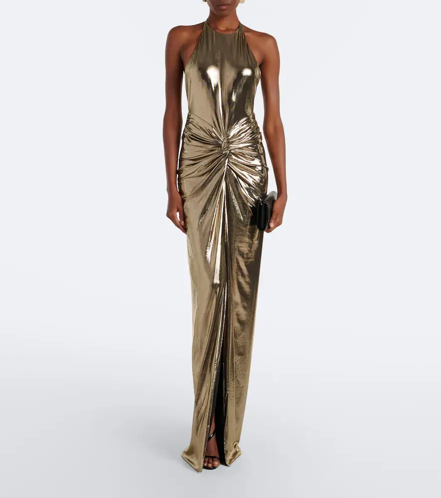 Retrofête Retrofête Anida gathered halterneck gown | Thumbnail 4 Retrofête Retrofête Anida gathered halterneck gown | Thumbnail 4