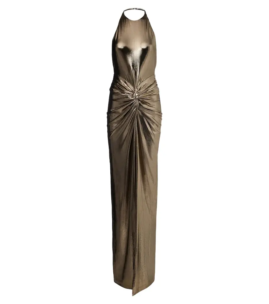 Retrofête Retrofête Anida gathered halterneck gown