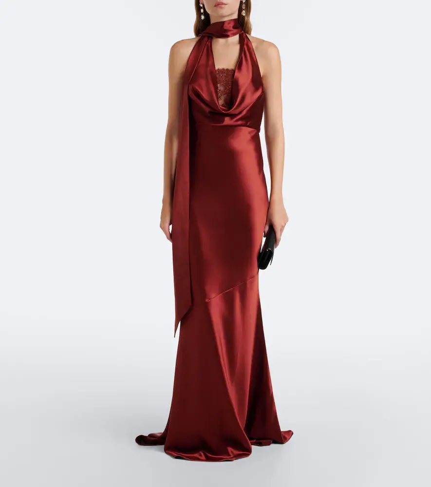 Retrofête Retrofête Melly satin halterneck gown | Thumbnail 3 Retrofête Retrofête Melly satin halterneck gown | Thumbnail 3