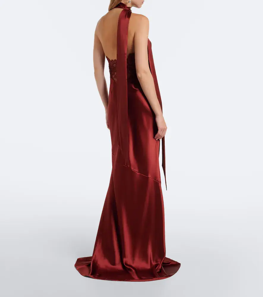 Retrofête Retrofête Melly satin halterneck gown | Thumbnail 4 Retrofête Retrofête Melly satin halterneck gown | Thumbnail 4