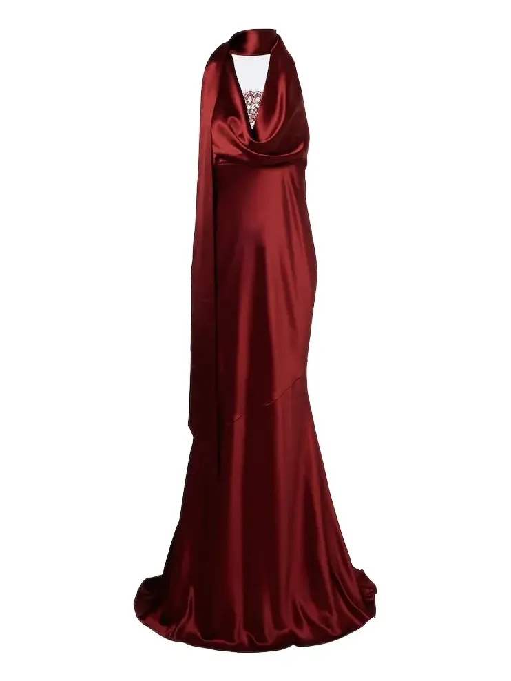 Retrofête Melly satin halterneck gown