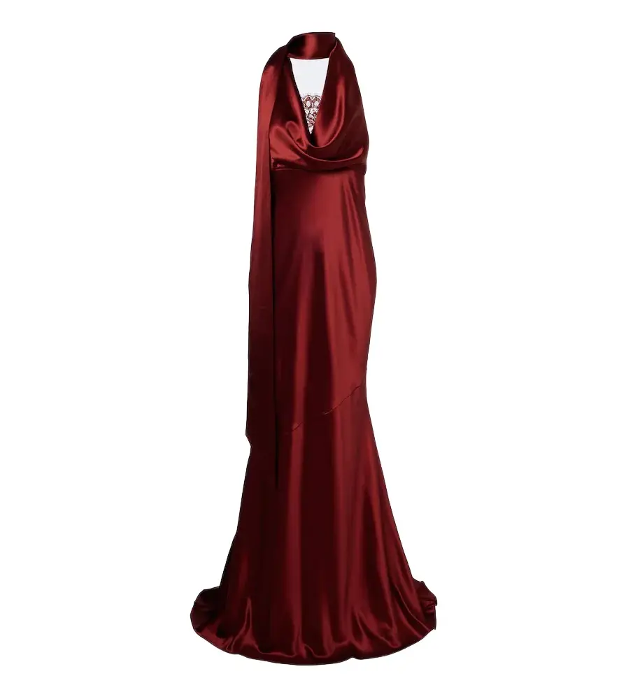 Retrofête Retrofête Melly satin halterneck gown