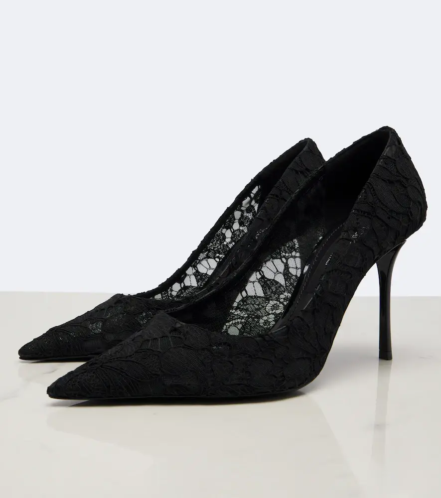 Dolce & Gabbana Leather-trimmed lace pumps | Thumbnail 3 Dolce & Gabbana Leather-trimmed lace pumps | Thumbnail 3