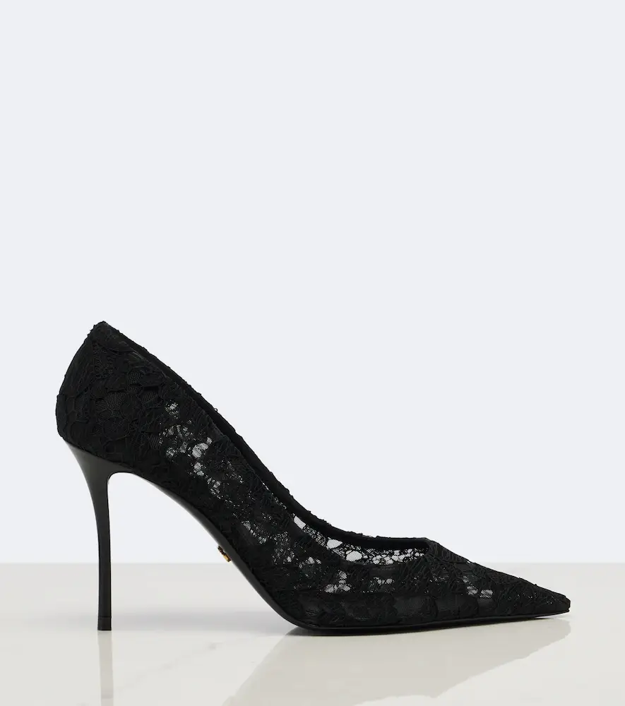 Dolce & Gabbana Leather-trimmed lace pumps | Thumbnail 4 Dolce & Gabbana Leather-trimmed lace pumps | Thumbnail 4