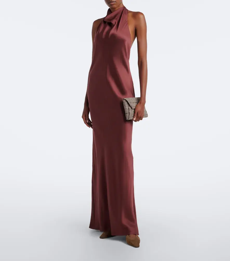Brunello Cucinelli Halterneck silk satin gown | Thumbnail 2 Brunello Cucinelli Halterneck silk satin gown | Thumbnail 2