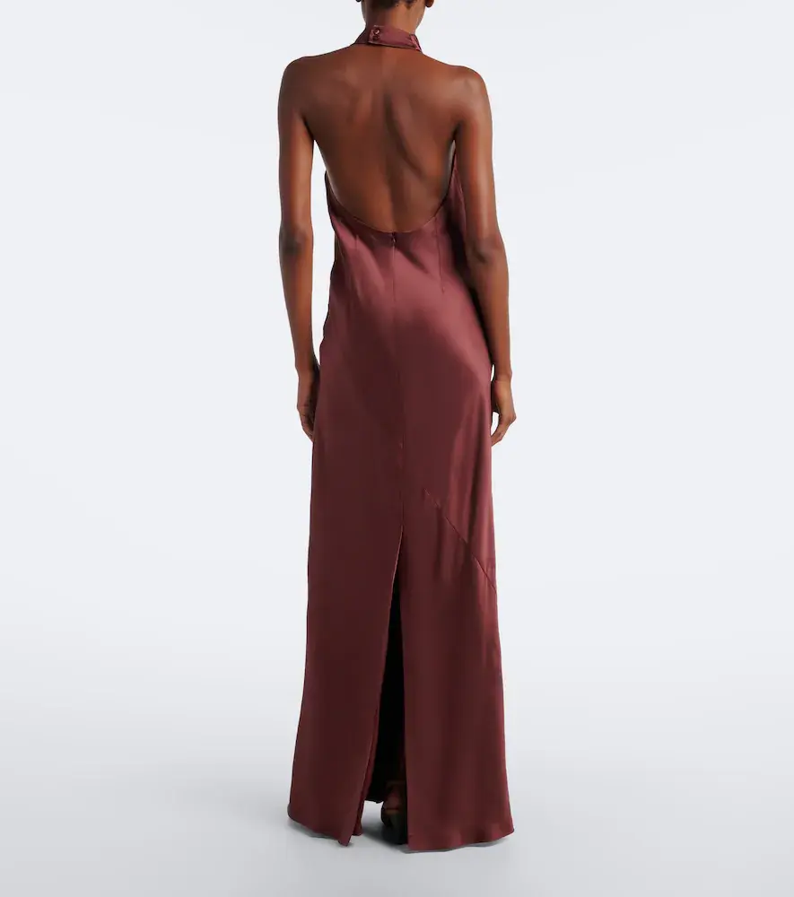 Brunello Cucinelli Halterneck silk satin gown | Thumbnail 4 Brunello Cucinelli Halterneck silk satin gown | Thumbnail 4