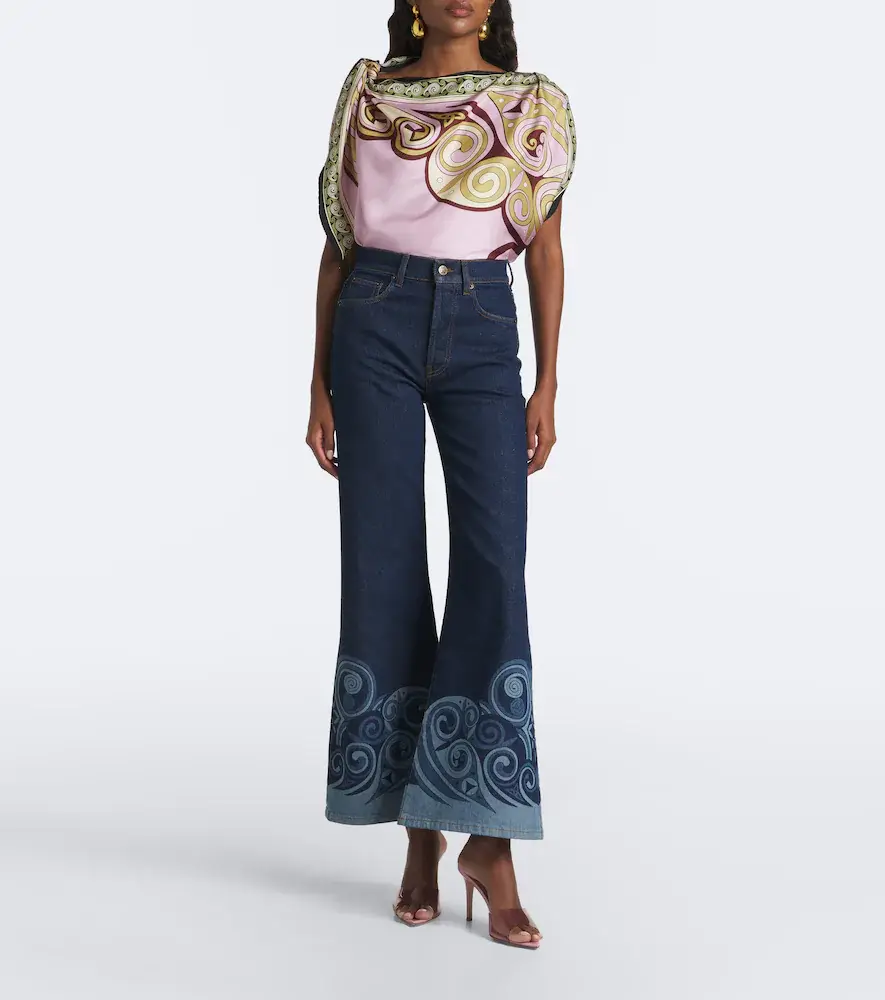 La DoubleJ Cropped printed flared jeans | Thumbnail 7