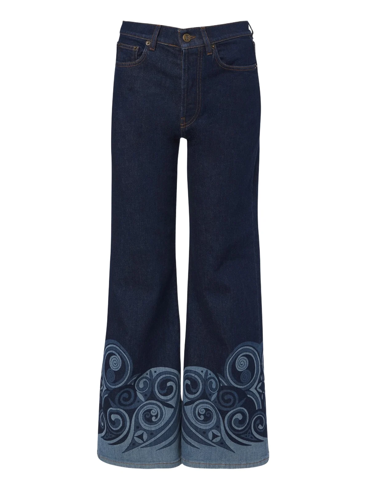 Cropped printed flared jeans