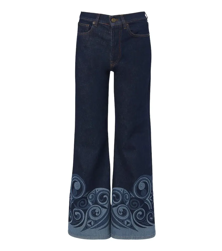 Cropped printed flared jeans Cropped printed flared jeans