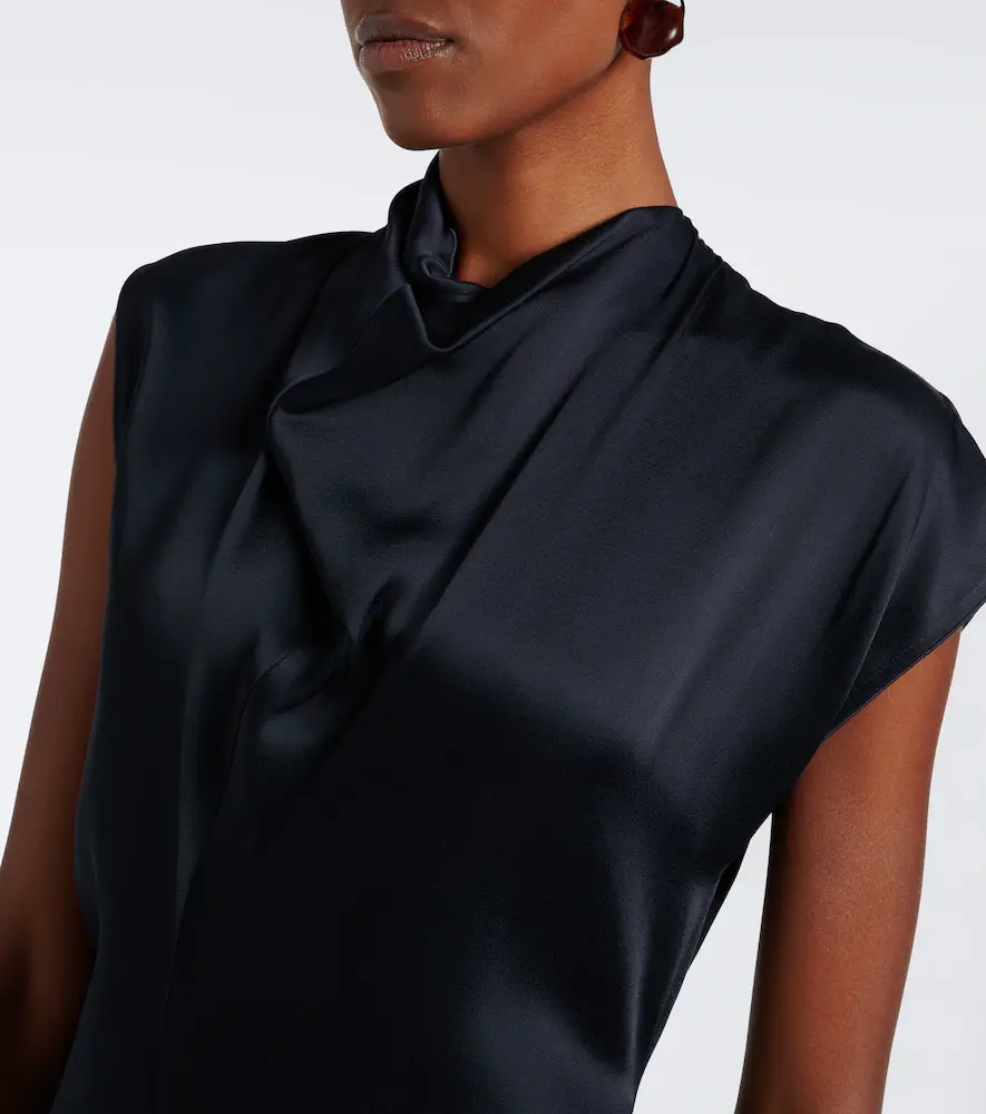 Victoria Beckham Draped satin midi dress | Thumbnail 2 Victoria Beckham Draped satin midi dress | Thumbnail 2