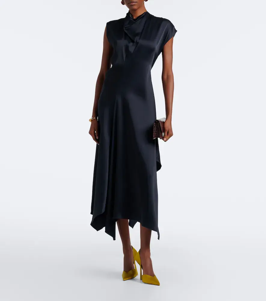 Victoria Beckham Draped satin midi dress | Thumbnail 3 Victoria Beckham Draped satin midi dress | Thumbnail 3