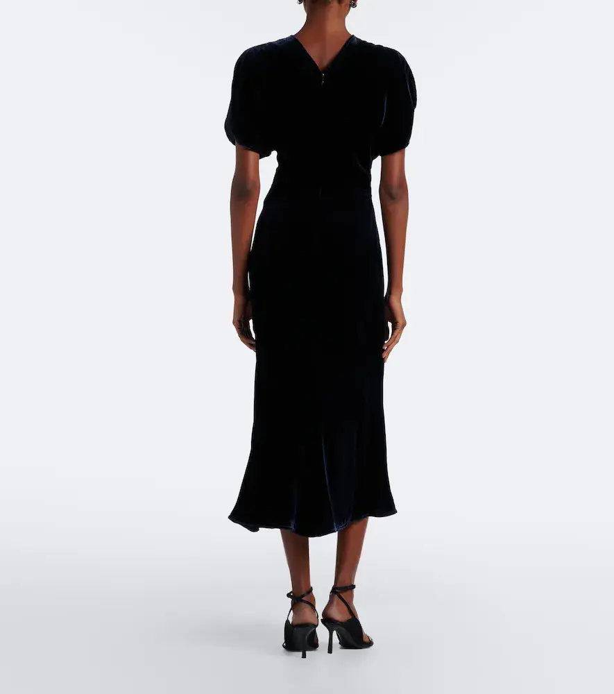 Victoria Beckham Bela gathered velvet midi dress | Thumbnail 5 Victoria Beckham Bela gathered velvet midi dress | Thumbnail 5