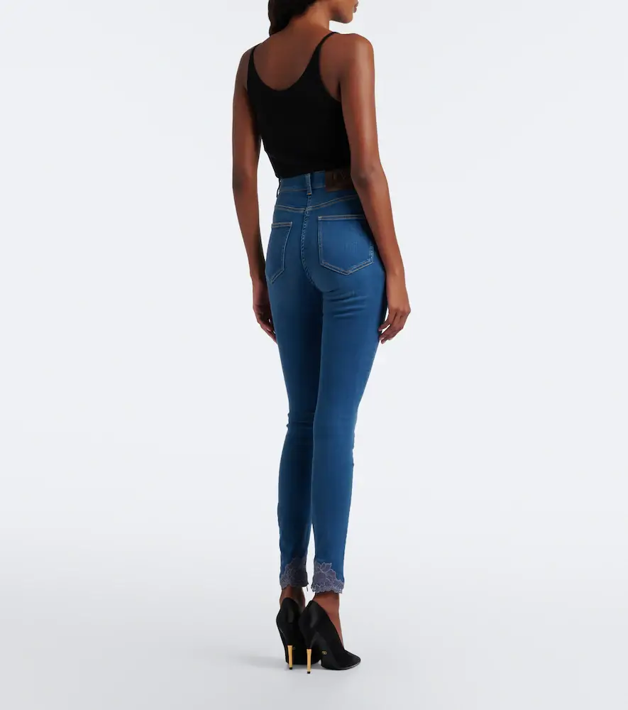 Valentino Garavani Lace-trimmed skinny jeans | Thumbnail 3