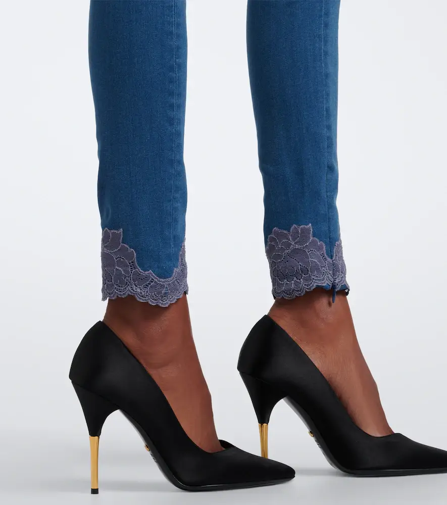 Valentino Garavani Lace-trimmed skinny jeans | Thumbnail 6