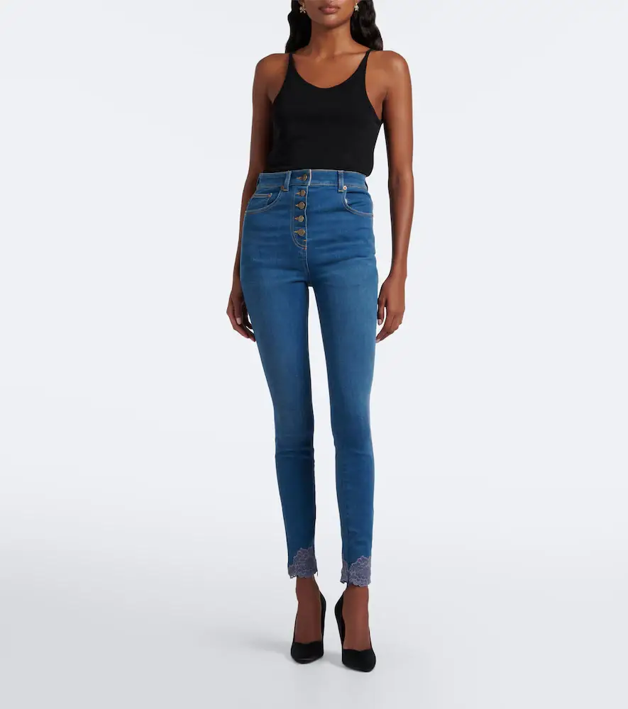 Valentino Garavani Lace-trimmed skinny jeans | Thumbnail 7