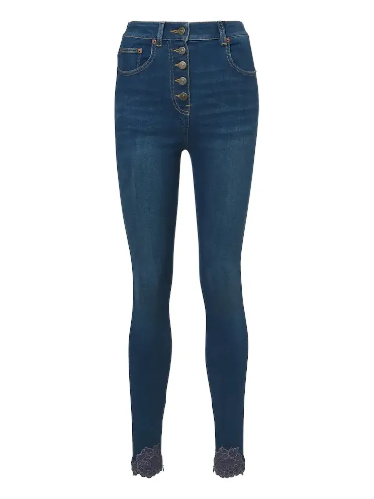 Valentino Garavani Lace-trimmed skinny jeans