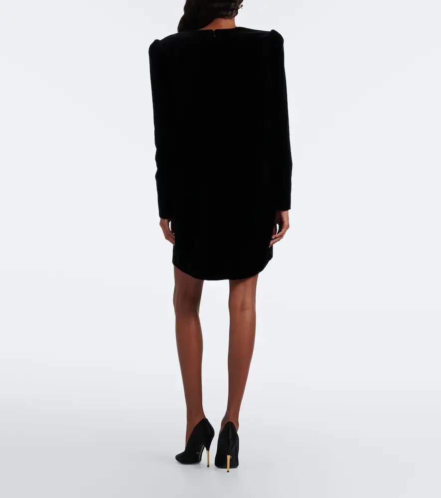 Valentino Garavani Lace-trimmed cotton velvet minidress | Thumbnail 4 Valentino Garavani Lace-trimmed cotton velvet minidress | Thumbnail 4