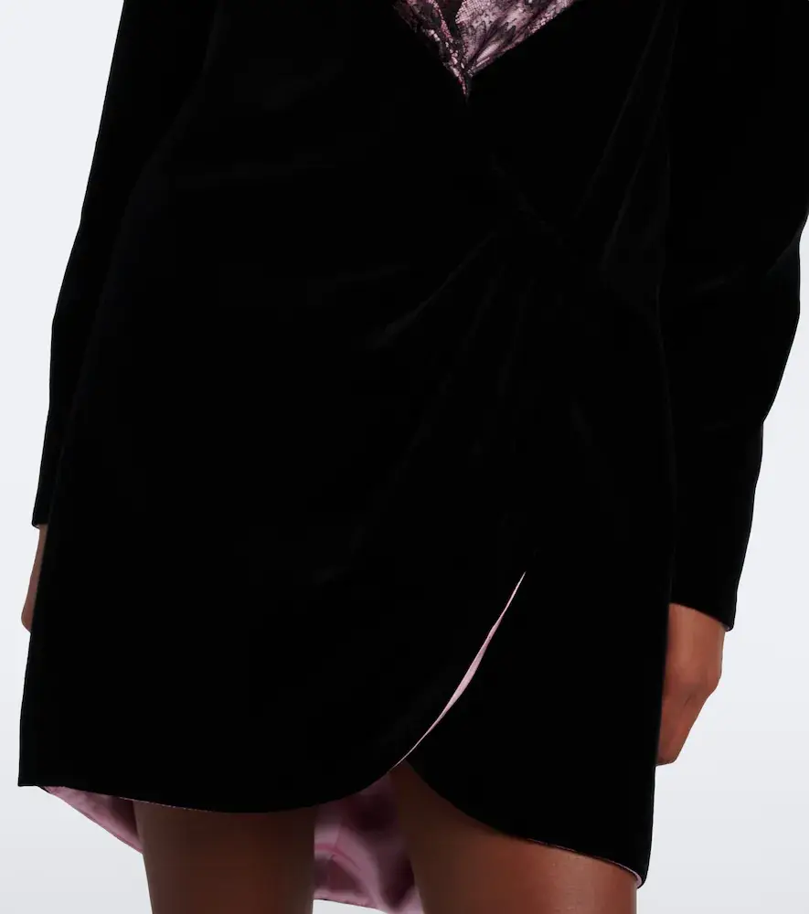 Valentino Garavani Lace-trimmed cotton velvet minidress | Thumbnail 5 Valentino Garavani Lace-trimmed cotton velvet minidress | Thumbnail 5