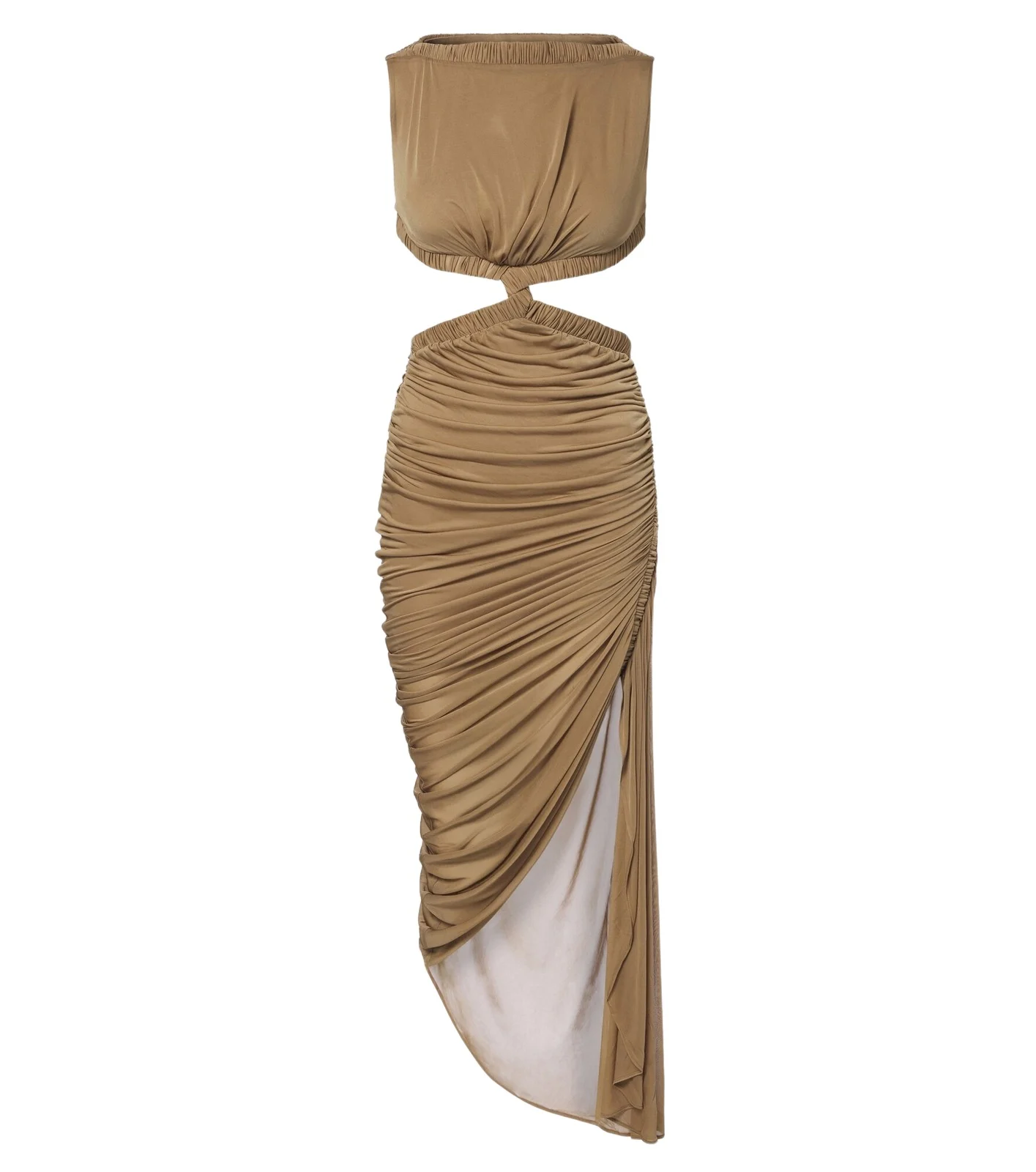 Theia cutout draped asymmetric midi dress