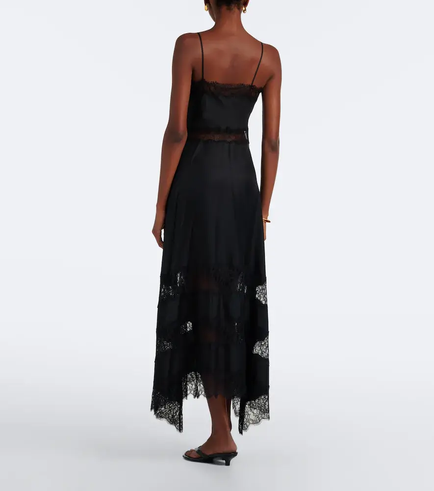 Ulla Johnson Coco lace-trimmed silk twill midi dress | Thumbnail 2 Ulla Johnson Coco lace-trimmed silk twill midi dress | Thumbnail 2