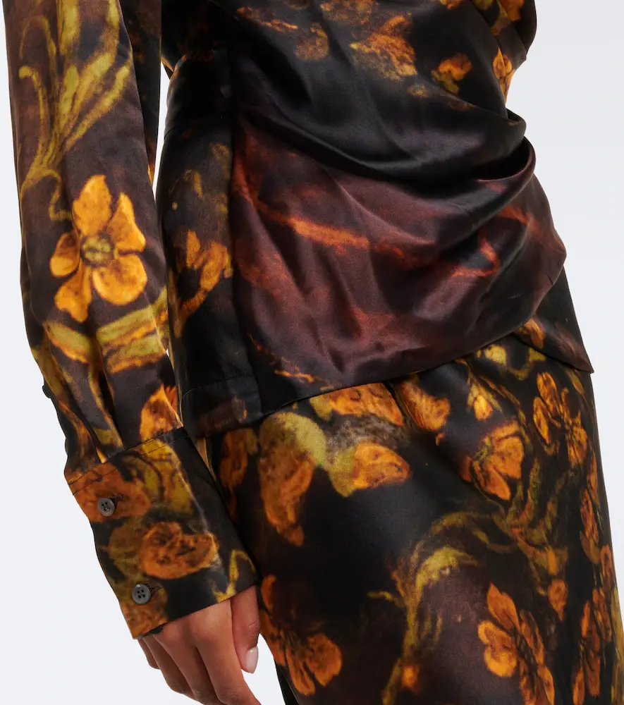 Dries Van Noten Draped floral silk satin wrap top | Thumbnail 3 Dries Van Noten Draped floral silk satin wrap top | Thumbnail 3