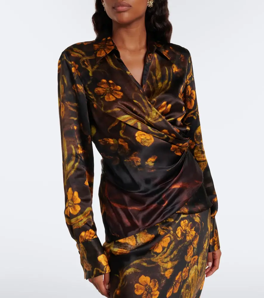 Dries Van Noten Draped floral silk satin wrap top | Thumbnail 5 Dries Van Noten Draped floral silk satin wrap top | Thumbnail 5