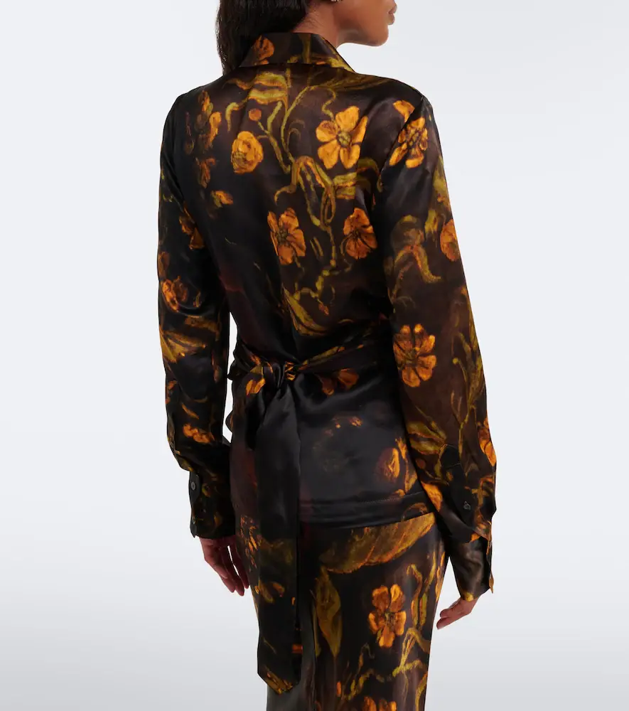 Dries Van Noten Draped floral silk satin wrap top | Thumbnail 6 Dries Van Noten Draped floral silk satin wrap top | Thumbnail 6