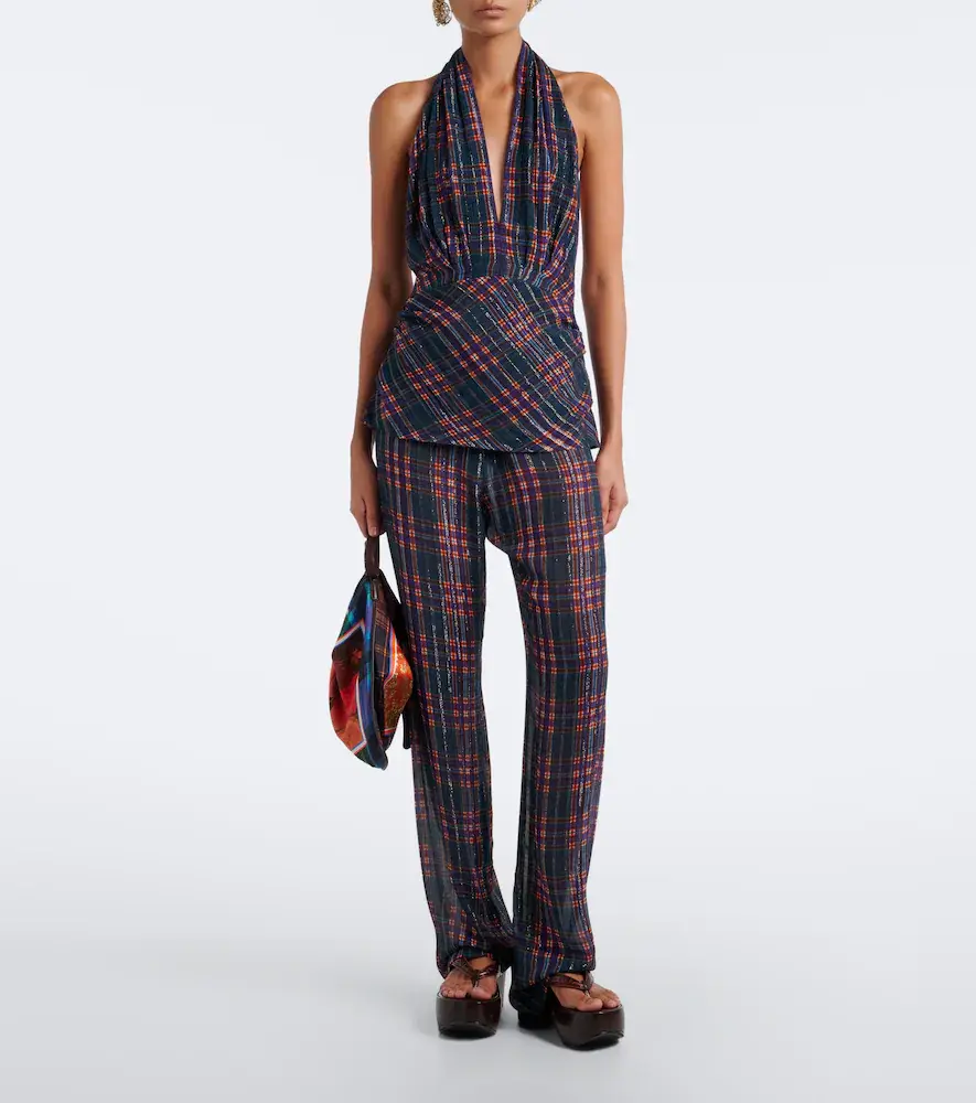 Dries Van Noten Plaid lamé halterneck top | Thumbnail 2 Dries Van Noten Plaid lamé halterneck top | Thumbnail 2