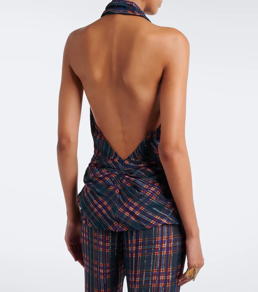 Dries Van Noten Plaid lamé halterneck top | Thumbnail 3 Dries Van Noten Plaid lamé halterneck top | Thumbnail 3