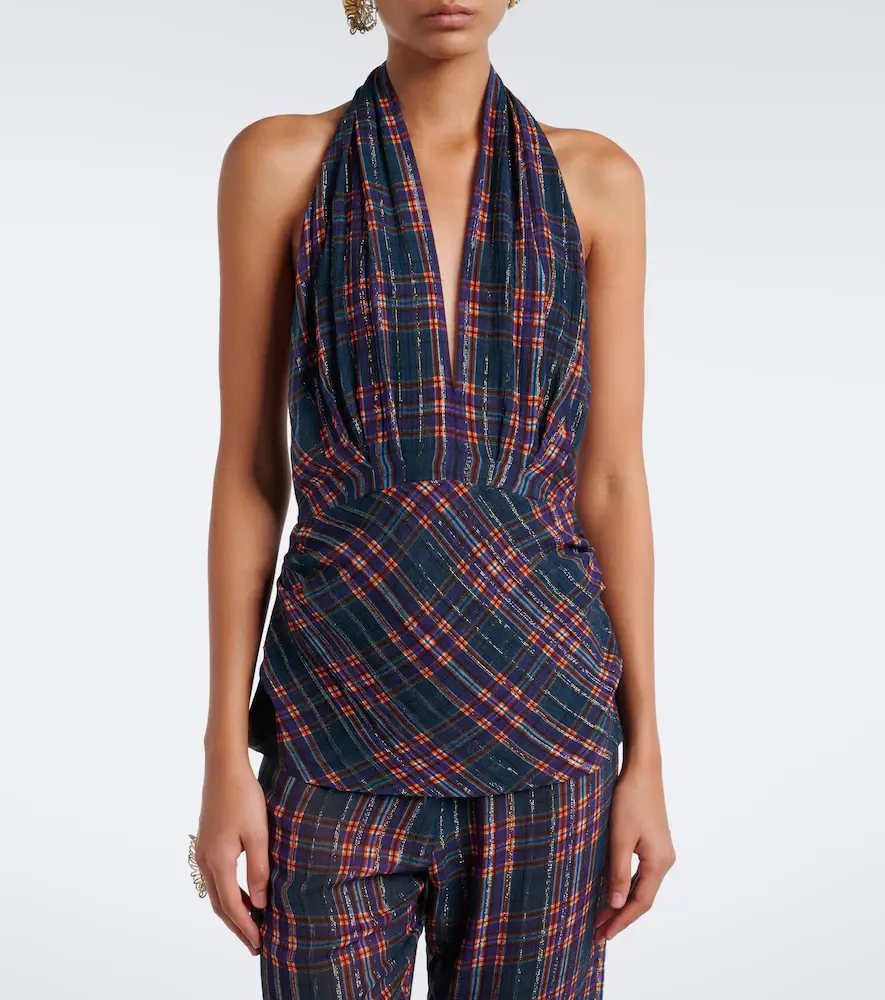 Dries Van Noten Plaid lamé halterneck top | Thumbnail 4 Dries Van Noten Plaid lamé halterneck top | Thumbnail 4
