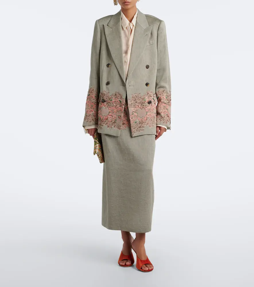 Dries Van Noten Embroidered linen and cotton-blend midi skirt | Thumbnail 3 Dries Van Noten Embroidered linen and cotton-blend midi skirt | Thumbnail 3