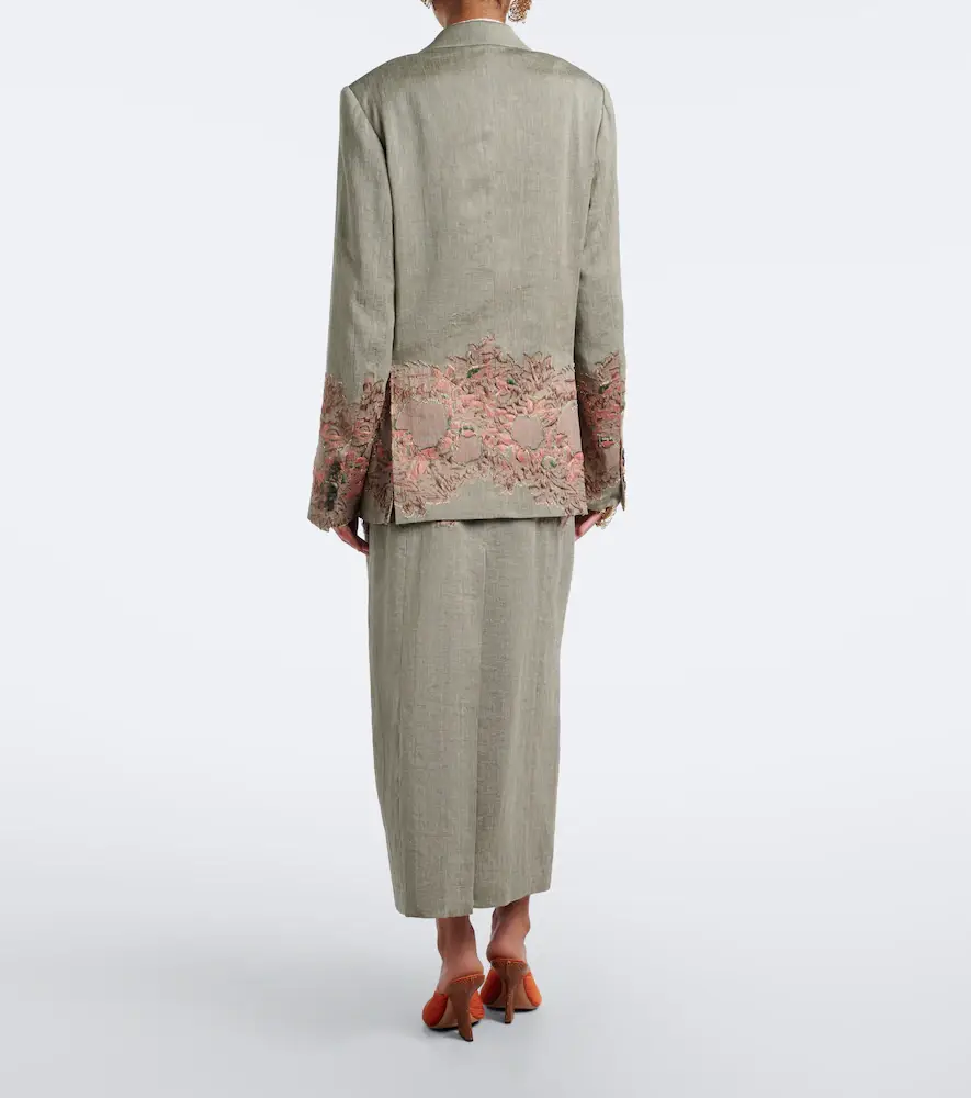 Dries Van Noten Embroidered linen and cotton-blend midi skirt | Thumbnail 4 Dries Van Noten Embroidered linen and cotton-blend midi skirt | Thumbnail 4