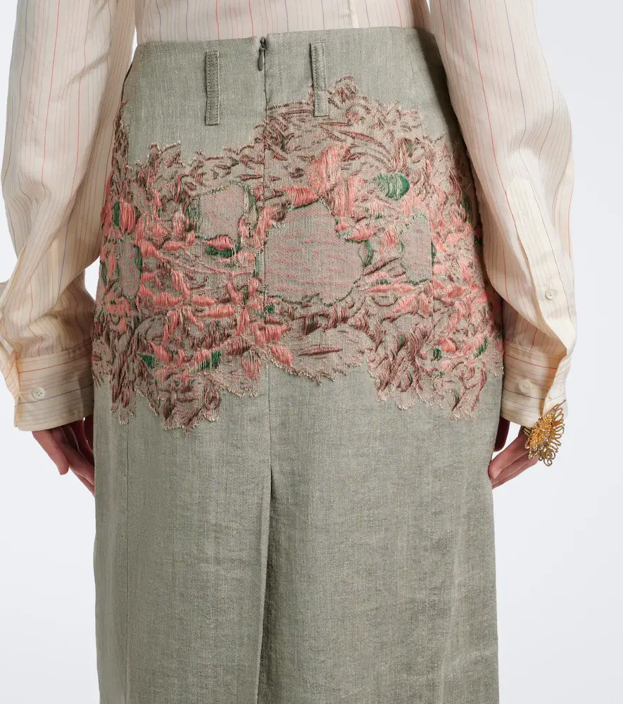Dries Van Noten Embroidered linen and cotton-blend midi skirt | Thumbnail 5 Dries Van Noten Embroidered linen and cotton-blend midi skirt | Thumbnail 5