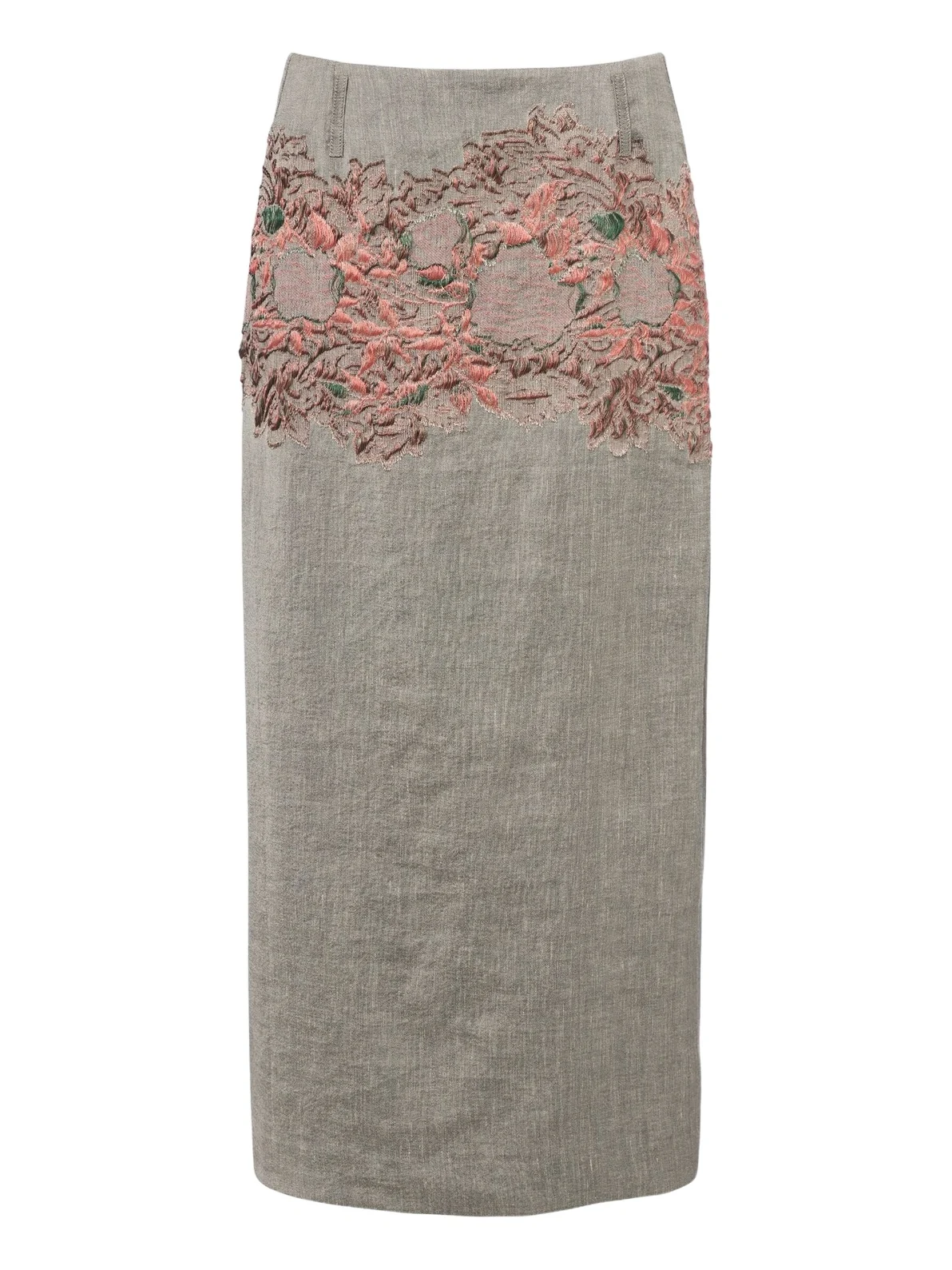 Embroidered linen and cotton-blend midi skirt Embroidered linen and cotton-blend midi skirt