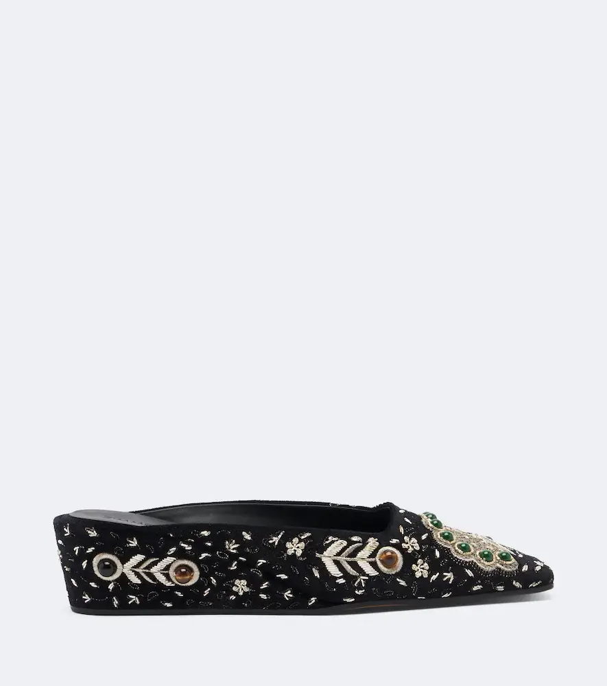 Zimmermann Atelier embellished velvet wedge mules | Thumbnail 3 Zimmermann Atelier embellished velvet wedge mules | Thumbnail 3