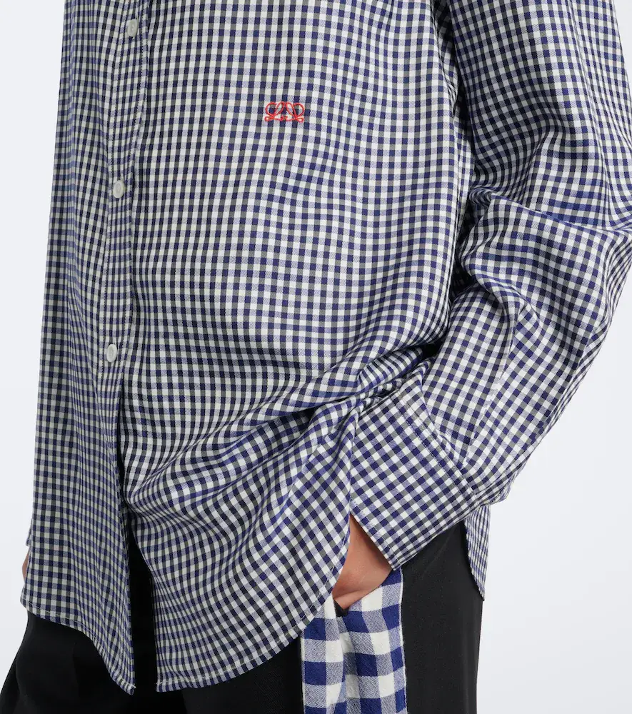 Loewe Double L gingham silk twill shirt | Thumbnail 4 Loewe Double L gingham silk twill shirt | Thumbnail 4