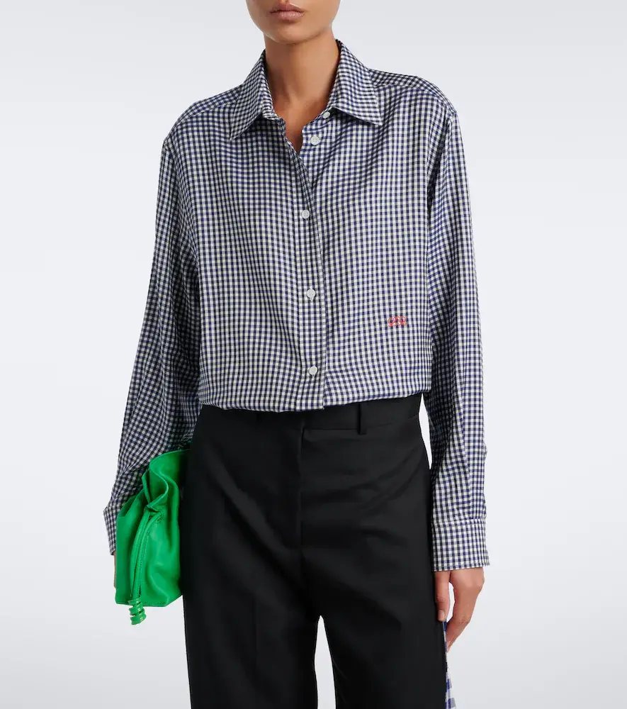 Loewe Double L gingham silk twill shirt | Thumbnail 6 Loewe Double L gingham silk twill shirt | Thumbnail 6
