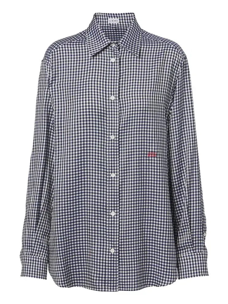 Double L gingham silk twill shirt Double L gingham silk twill shirt