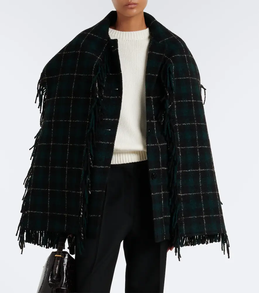 TOTEME Fringed checked wool-blend coat | Thumbnail 2 TOTEME Fringed checked wool-blend coat | Thumbnail 2