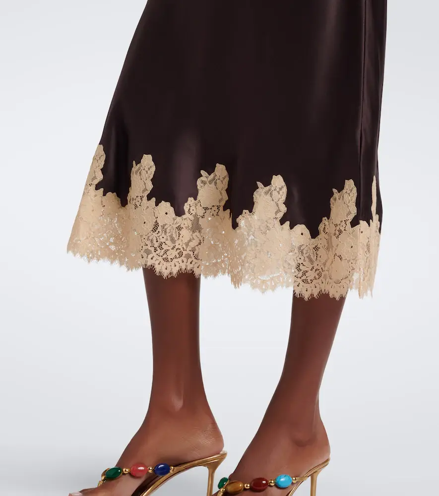 DÔEN Dôen Elowen lace-trimmed silk satin midi skirt | Thumbnail 2 DÔEN Dôen Elowen lace-trimmed silk satin midi skirt | Thumbnail 2