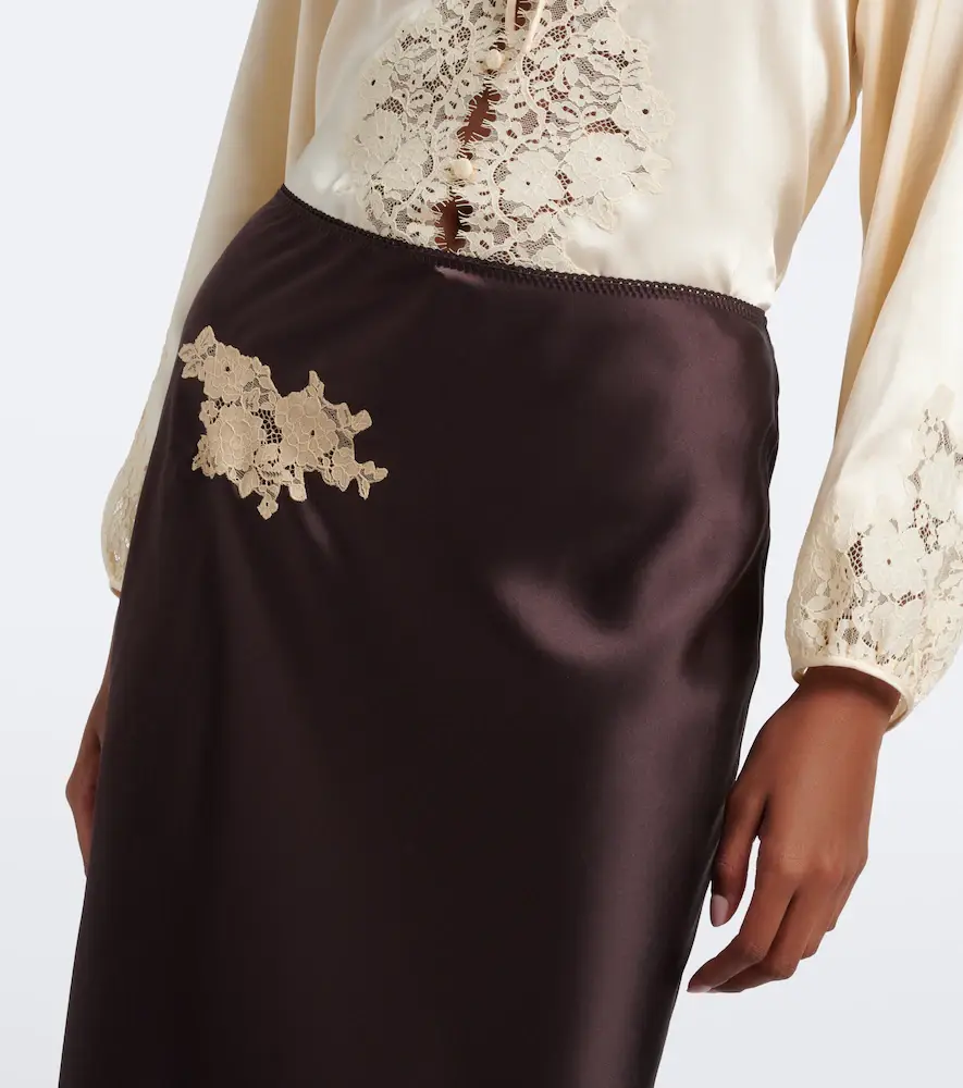 DÔEN Dôen Elowen lace-trimmed silk satin midi skirt | Thumbnail 5 DÔEN Dôen Elowen lace-trimmed silk satin midi skirt | Thumbnail 5