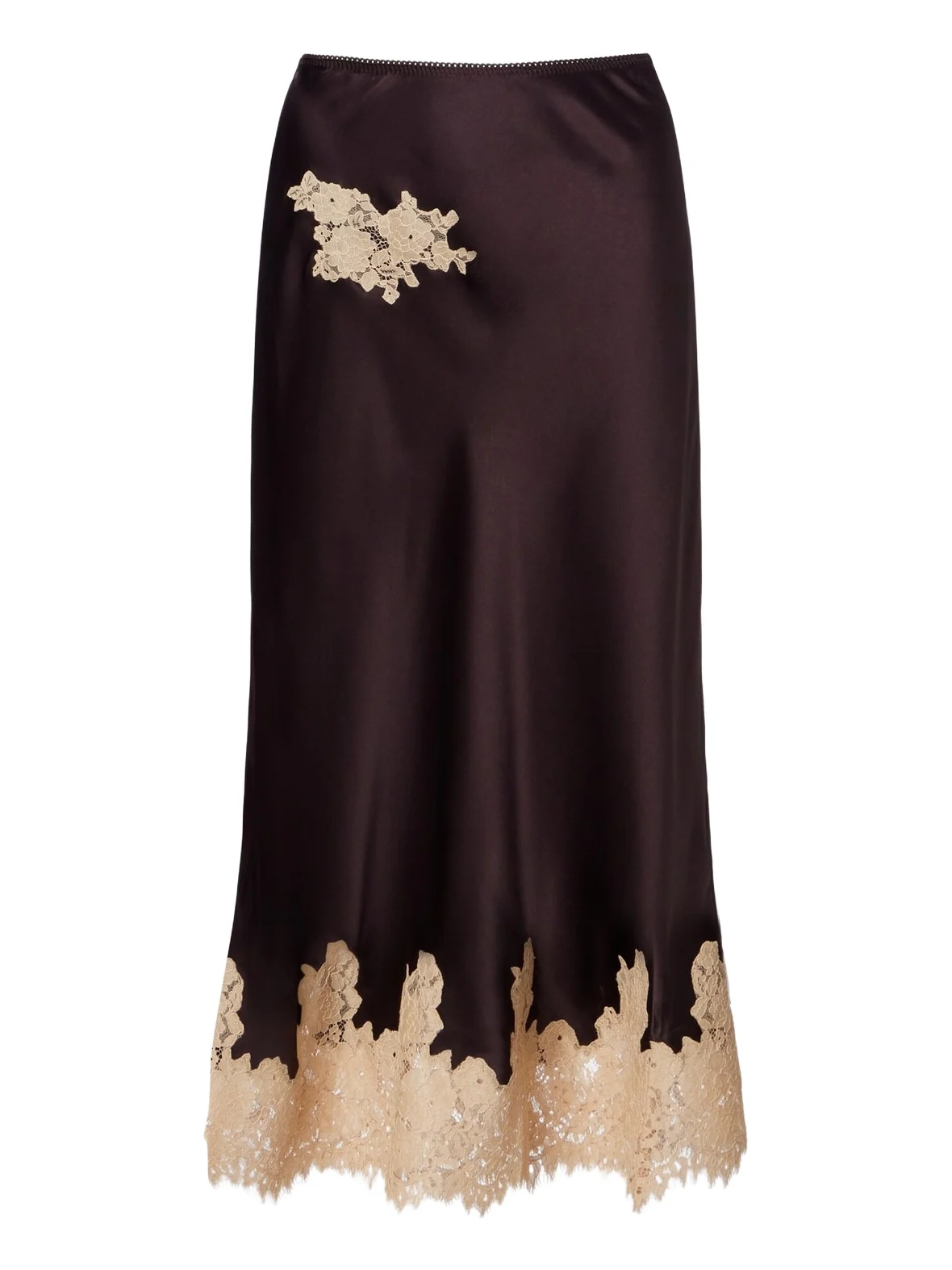 DÔEN Dôen Elowen lace-trimmed silk satin midi skirt