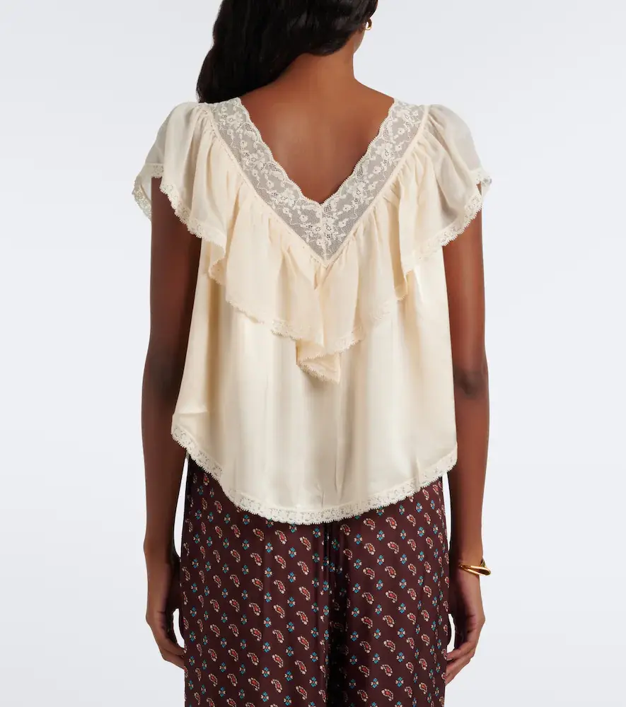 DÔEN Dôen Yadira lace-trimmed ruffled silk blouse | Thumbnail 2 DÔEN Dôen Yadira lace-trimmed ruffled silk blouse | Thumbnail 2
