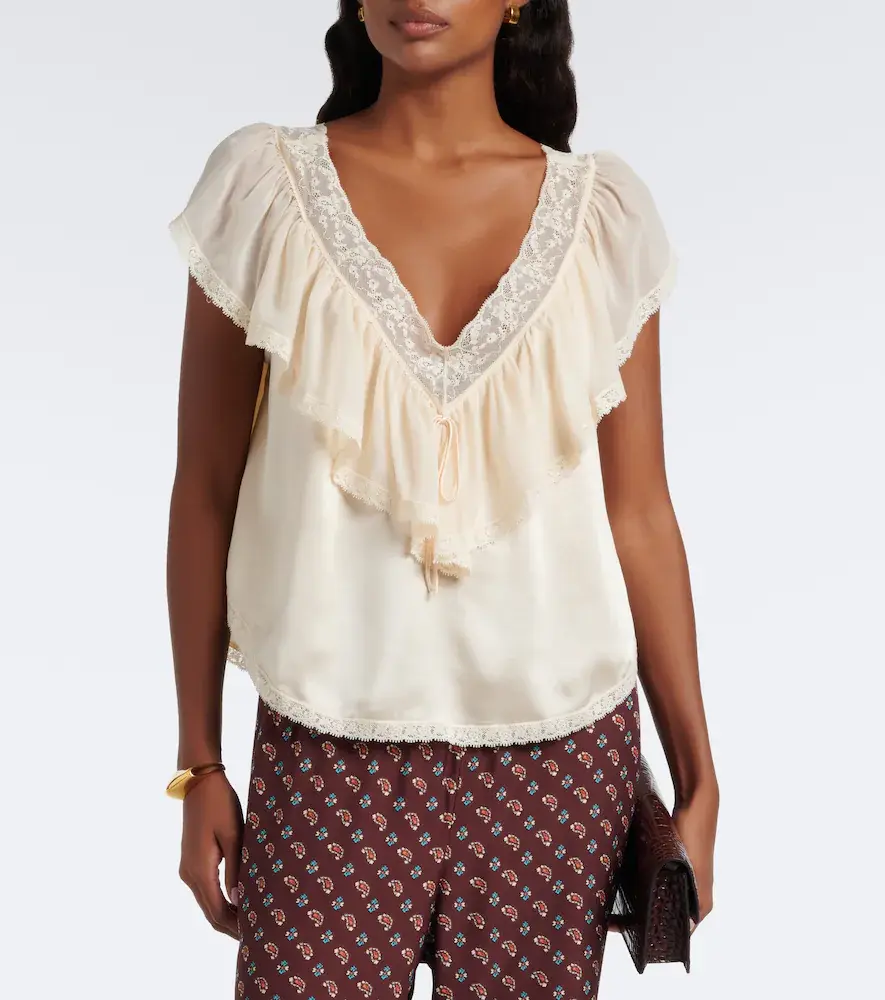 DÔEN Dôen Yadira lace-trimmed ruffled silk blouse | Thumbnail 3 DÔEN Dôen Yadira lace-trimmed ruffled silk blouse | Thumbnail 3