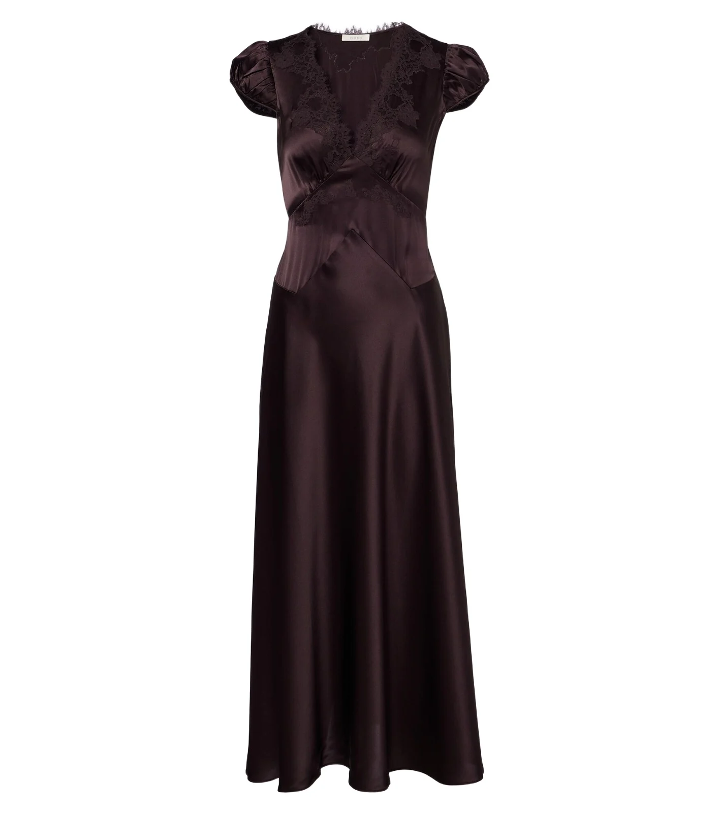 Dôen Coraline lace-trimmed silk satin midi dress Dôen Coraline lace-trimmed silk satin midi dress
