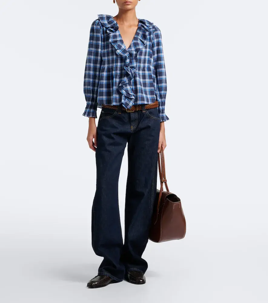 DÔEN Dôen Hardy plaid ruffled cotton blouse | Thumbnail 4 DÔEN Dôen Hardy plaid ruffled cotton blouse | Thumbnail 4