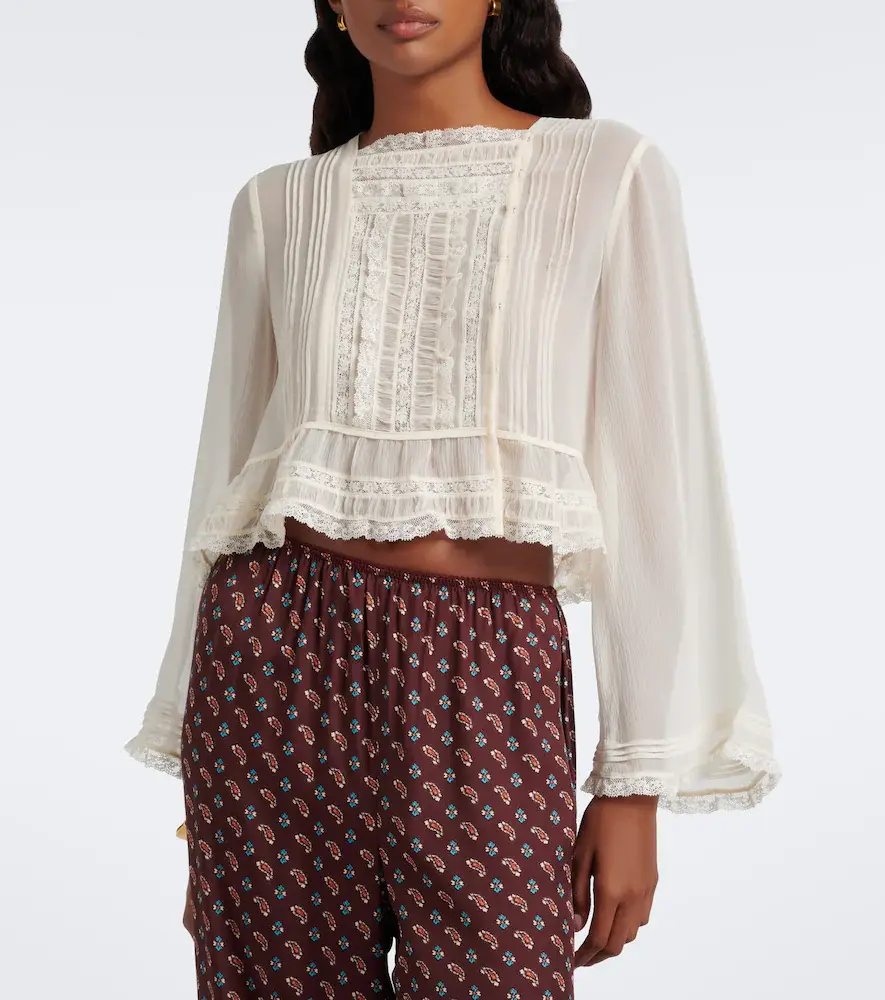 DÔEN Dôen Elodine lace-trimmed silk chiffon top | Thumbnail 4 DÔEN Dôen Elodine lace-trimmed silk chiffon top | Thumbnail 4
